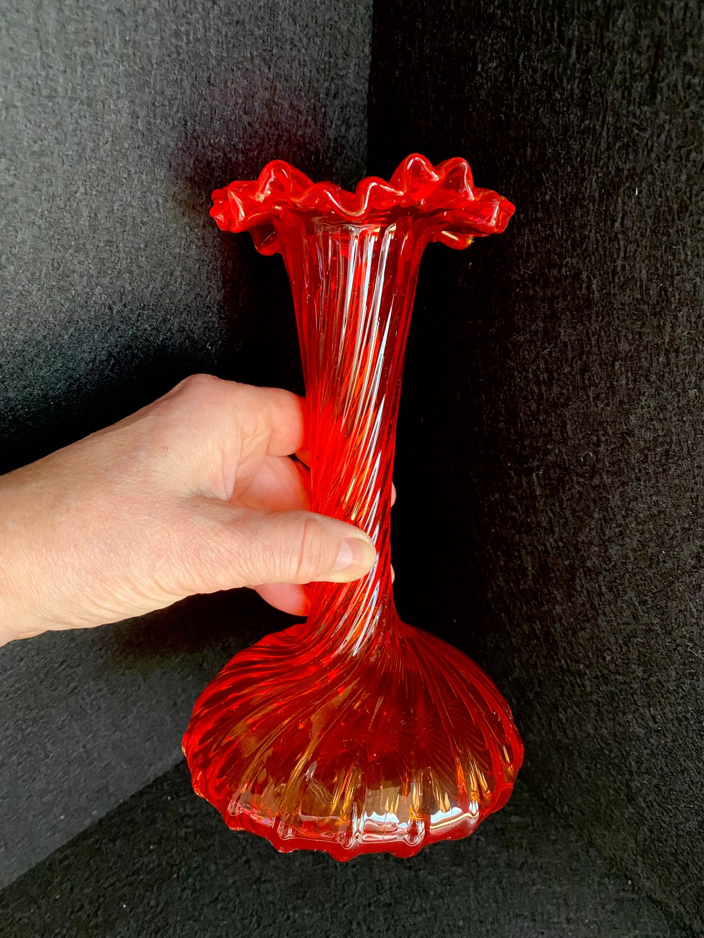 Amberina swirl vase