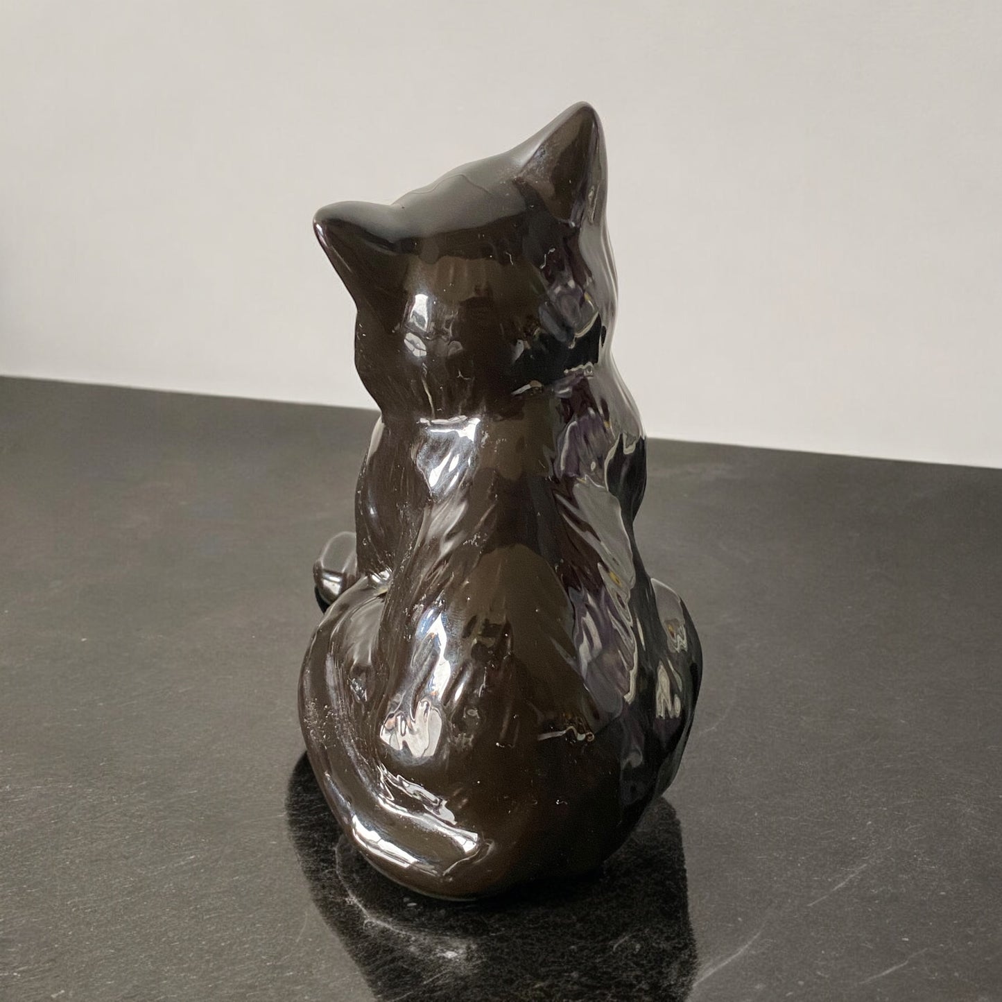 Black ceramic Cat - ENESCO. Imports corp - made in Taiwan (1970s) original sticker