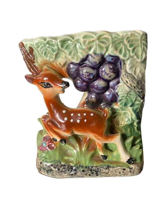 1950s Deer with Grapes Vase made in Japan