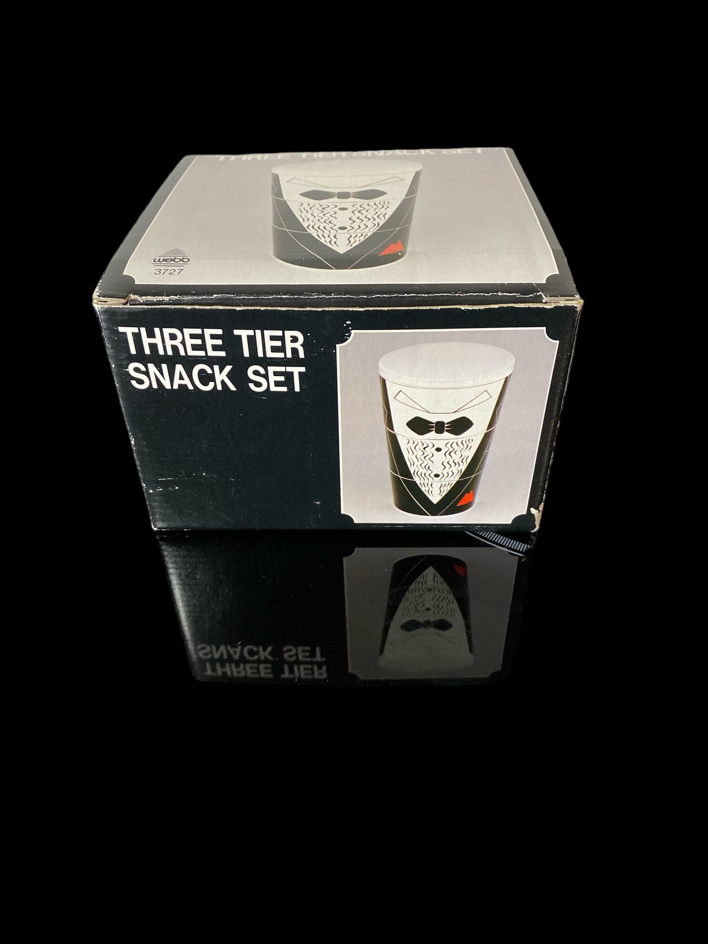 Japanese Vintage THREE TIER SNACK SET - Tuxedo - + original box