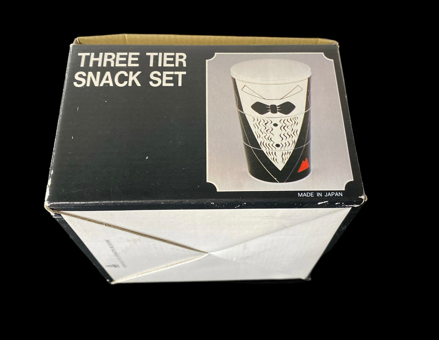 Japanese Vintage THREE TIER SNACK SET - Tuxedo - + original box