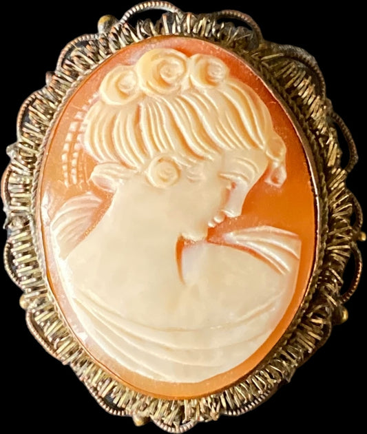 Antique Cameo Brooch with necklace attachment 1920s