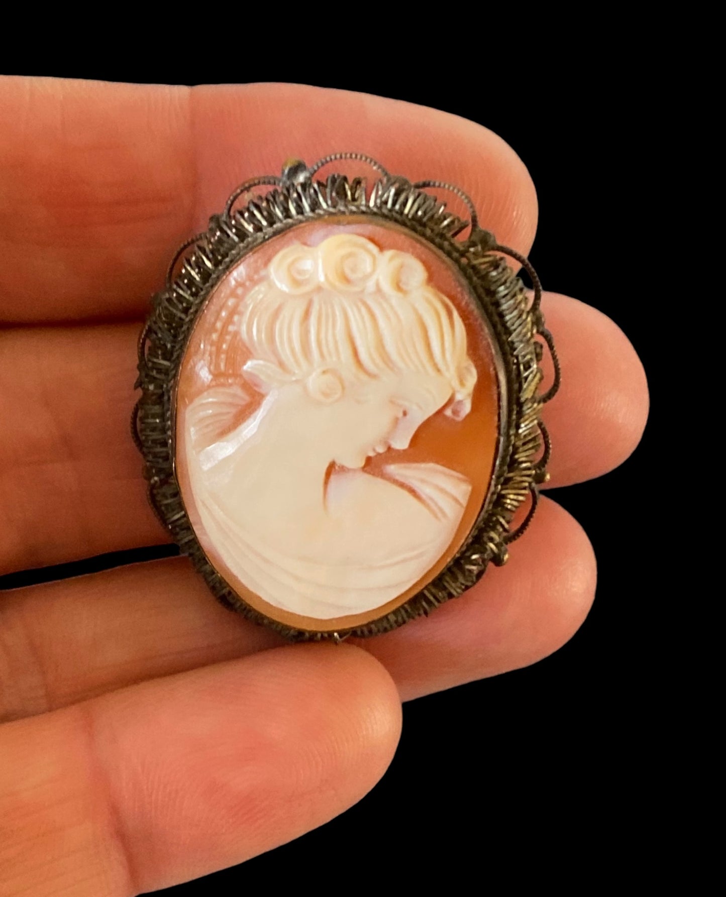 Antique Cameo Brooch with necklace attachment 1920s